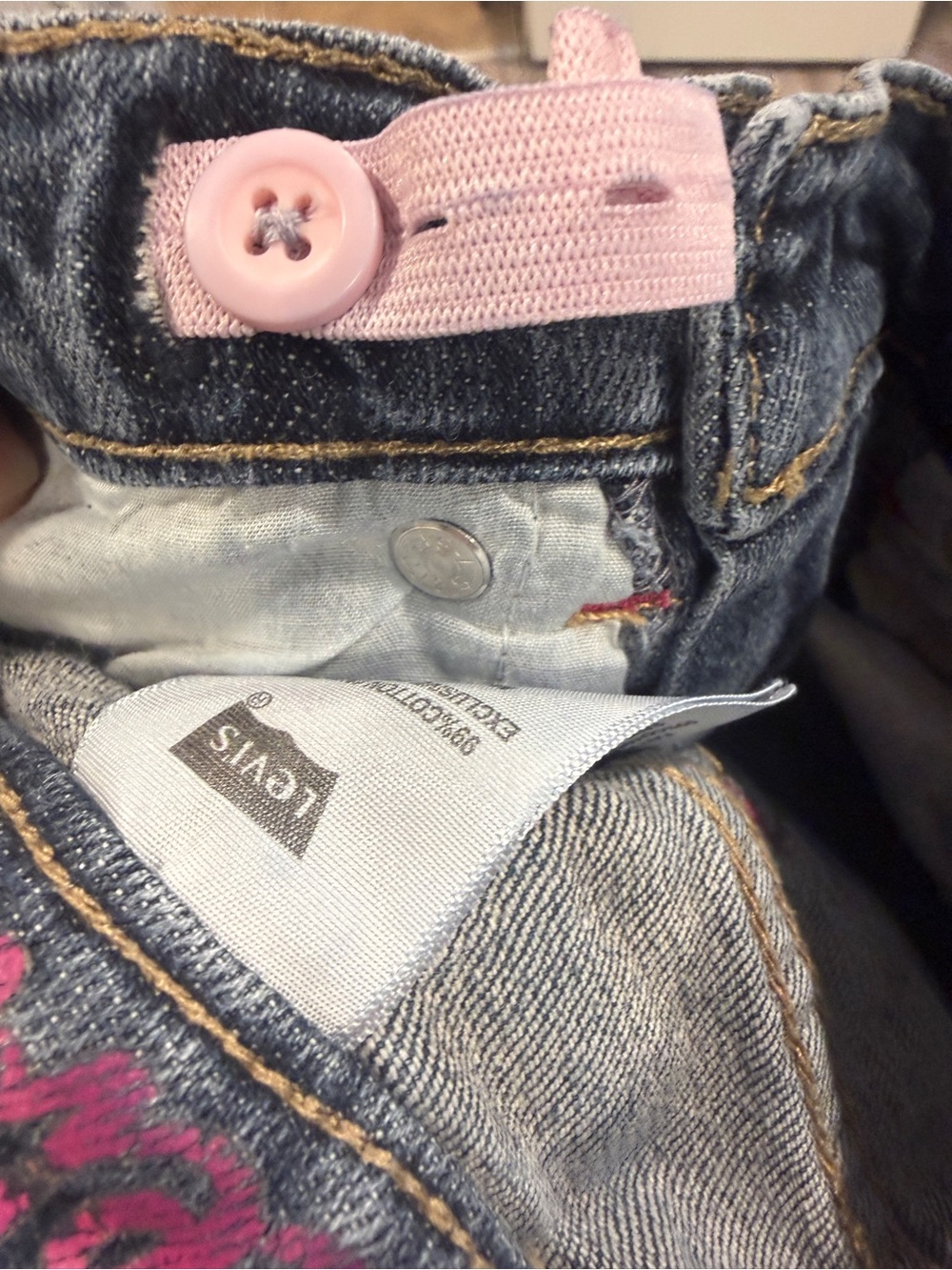 Levi’s Girls 2T Jeans Pink Stitch Embellished Bootcut Denim Toddler Size 2T - Picture 12 of 12
